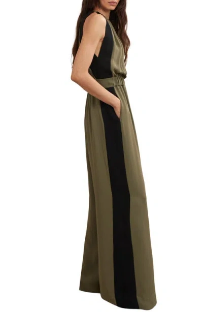 Reiss Inez Drawstring Waist Wide Leg Jumpsuit In Green