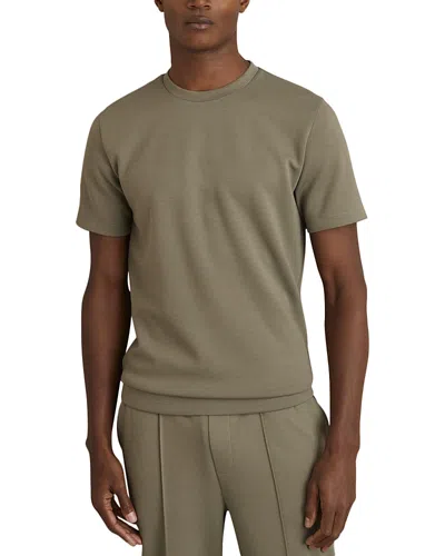 Reiss Interlock Crewneck Tee In Sage