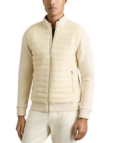 Reiss Interlock Quilted Hybrid Jacket In Light Stone