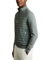 Reiss Interlock Quilted Hybrid Jacket In Teal Green