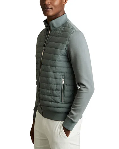 Reiss Interlock Quilted Hybrid Jacket In Teal Green