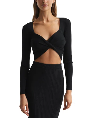 Reiss Iona Twist Crop Top In Black