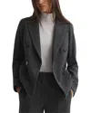 Reiss Grey Melange Double Breasted Wool Blend Suit Blazer