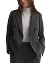 Reiss Grey Melange Double Breasted Wool Blend Suit Blazer In Grey