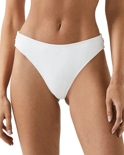 Reiss Iris Button Detail Bikini Bottom In White