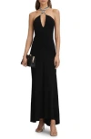 Reiss Iris Tie-neck Slim-fit Jersey Maxi Dress In Black