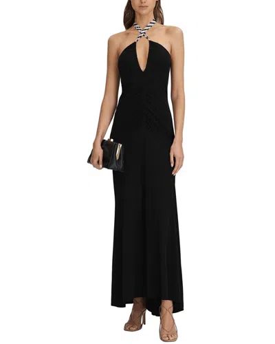 REISS REISS IRIS PRINTED TIE JERSEY BODYCON DRESS