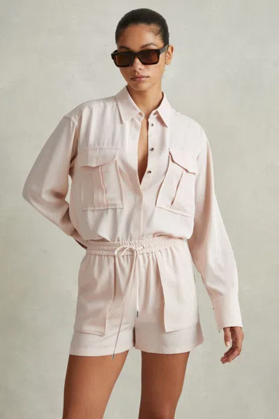 Reiss Nude Lyocell Button Through Shirt