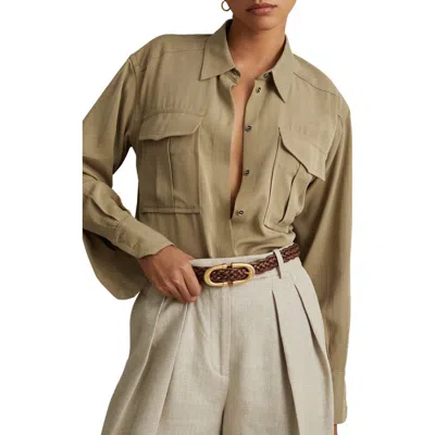 Reiss Isador Button-up Shirt In Khaki