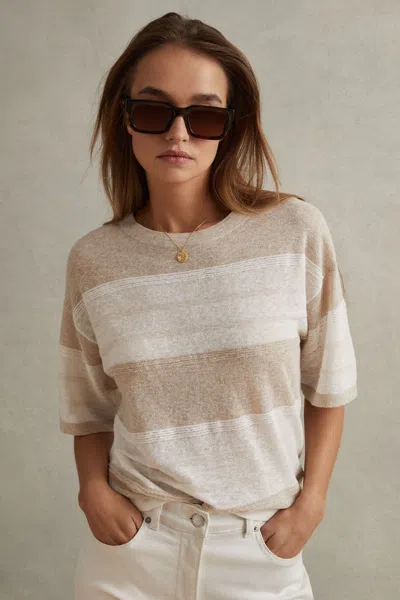Reiss Neutral/ivory Isla Knitted Crew Neck T-shirt