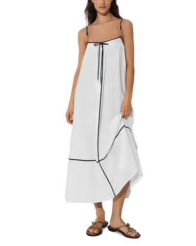Reiss Isla Contrast Tipped Resort Dress In White