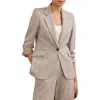 Reiss Isla One-button Herringbone Jacket In Brown