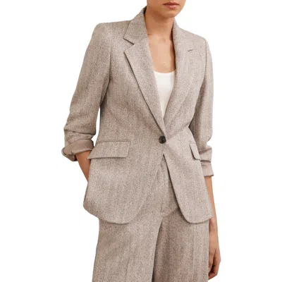 REISS REISS ISLA ONE-BUTTON HERRINGBONE JACKET
