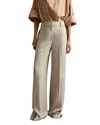 Reiss Stone Petite Side Stripe Wide Leg Trousers In Stone