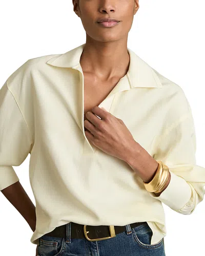 Reiss Isobel Overhead Ribbed Knit Shirt In Pale Yellow