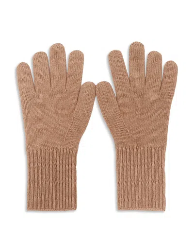 Reiss Issie Wool Blend Rib Trim Gloves In Camel