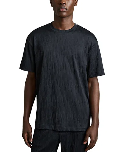 Reiss Ivan Wave Jacquard Oversized Tee In Navy
