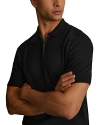 Reiss Ivor Textured Quarter Zip Polo Shirt In Navy
