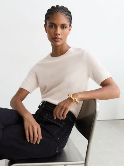 Reiss Ivory 100% Cashmere Crew-neck T-shirt