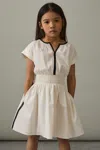 Reiss Ivory 4-9 Yrs Cotton Cap-sleeve Ruched Dress In Ivory