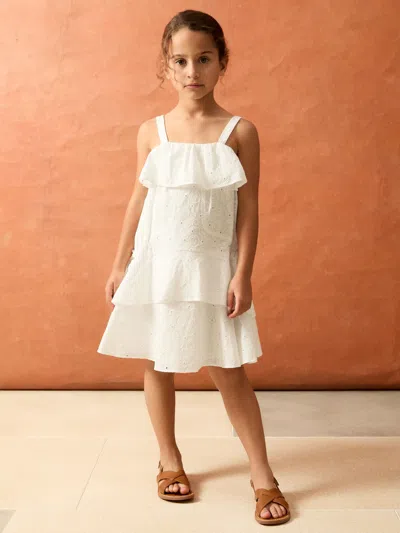 Reiss Kids' Ivory 4-9 Yrs Smileyworld | Broderie Logo Dress In White