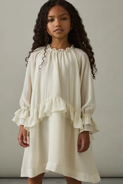 Reiss Ivory 9-13 Yrs Chiffon Ruffle-trim Dress