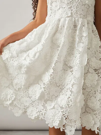 Reiss Kids' Ivory 9-13 Yrs Guipure-lace Midi Dress In White