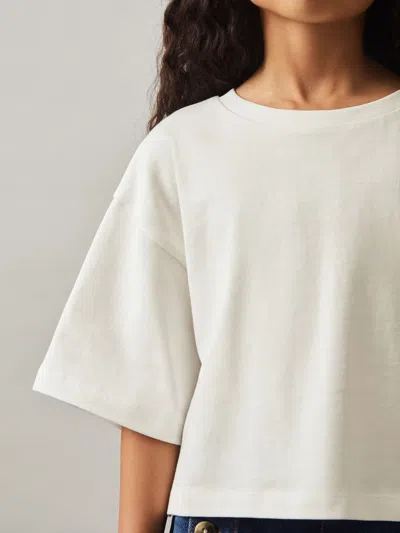 Reiss Ivory 9-13 Yrs Oversize Cotton Cropped T-shirt In White