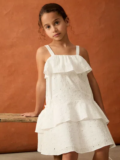 Reiss Ivory 9-13 Yrs Smileyworld | Broderie Logo Dress In White