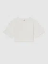 Reiss Ivory 13-14 Yrs Cotton Oversized Cropped T-shirt In White