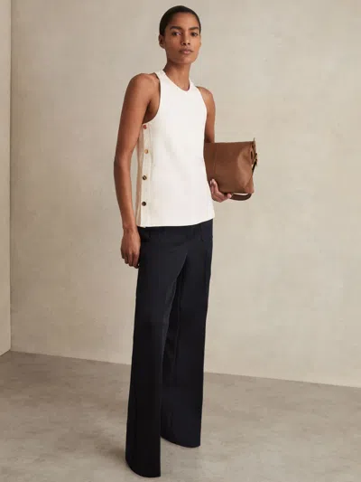 Reiss Ivory Button Side Sleeveless Top