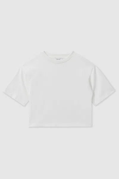 REISS REISS IVORY CASSY 4-9 YRS OVERSIZED COTTON CREW-NECK T-SHIRT