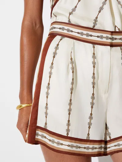 Reiss Ivory Chain-print Shorts In Neutral