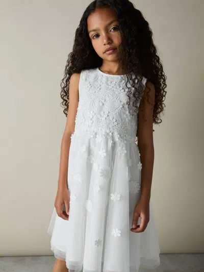 Reiss Ivory Clementine 9-13 Yrs Tulle Floral-embroidered Bridesmaid Dress