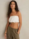 Reiss Ivory Cotton-blend Bandeau Puffball Top In White