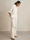Reiss Ivory Cotton-blend Interlock Wide-leg Joggers In White