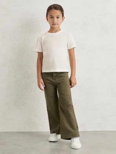 Reiss Ivory Cotton Crew-neck T-shirt In Green