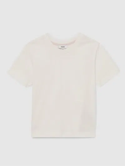 Reiss Ivory Cotton Crew-neck T-shirt In Neutral