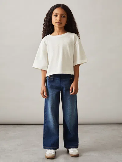 Reiss Ivory Cotton Cropped Oversize T-shirt In White