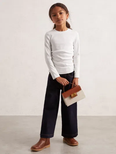 Reiss Ivory Cotton Ruched Long-sleeve T-shirt With Stretch
