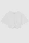 Reiss Ivory 13-14 Yrs Cotton Tie-front Cropped T-shirt