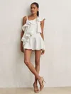 Reiss Womens Ivory Hera Ruffle Tiered Cotton Mini Dess In Multi