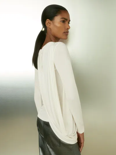 Reiss Ivory Draped-jersey Top