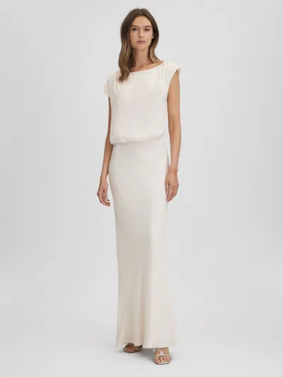 Reiss Ivory Draped Maxi Dress In White