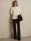 Reiss Ivory Tania Draped Sleeve Top In White