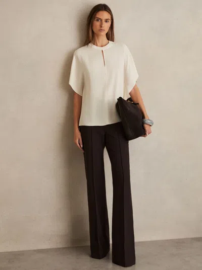 Reiss Ivory Tania Draped Sleeve Top In White