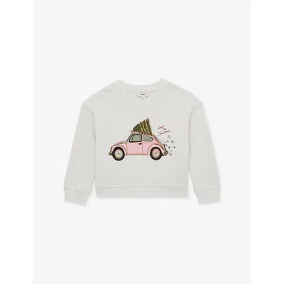 Reiss Kids' Ivory Eliza Car-embroidered Jersey Sweatshirt 3-9 In White