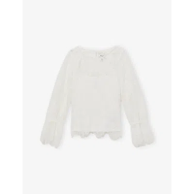 Reiss Kids' Emilia Lace-embroidered Long-sleeve Top 4-13 In Ivory