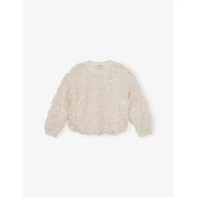 REISS IVORY FEATHER-EFFECT WOVEN TOP 3-9