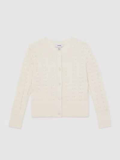 Reiss Kids' Ivory Cardigan In Neutral